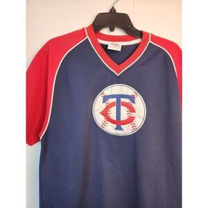NEAR MINT RARE‎ Minnesota Twins Embroidered Baseball Jersey Sz M Blue Red